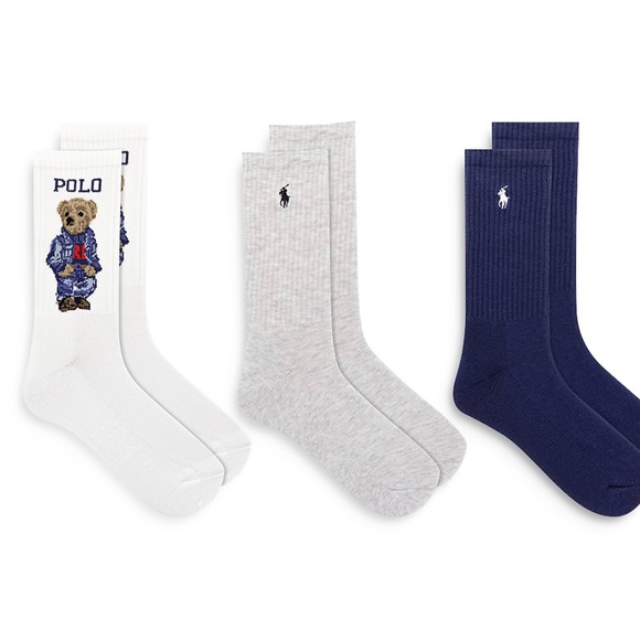 Polo Ralph Lauren Accessories - NWT Ralph Lauren Polo Americana Sport Bear Crew Socks, Set of 3 Teddy Bear